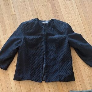 Kate Hill Black Open-Front Chevron Jacket